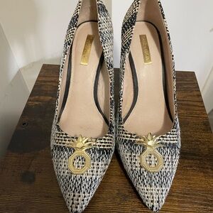 Louise et Cie Black and Cream Heels with Medium Heel